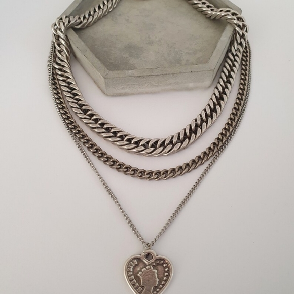 Layered Chunky Silver Necklaces - Picture 2 of 6